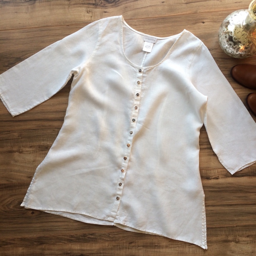 Soft Surroundings Laguna Linen Shirt Ivory Shell